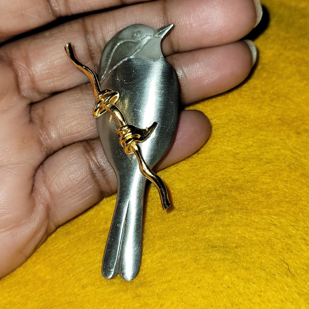 Pewter Bird Brooch